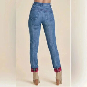 Plaid Cuffed Straight jeans